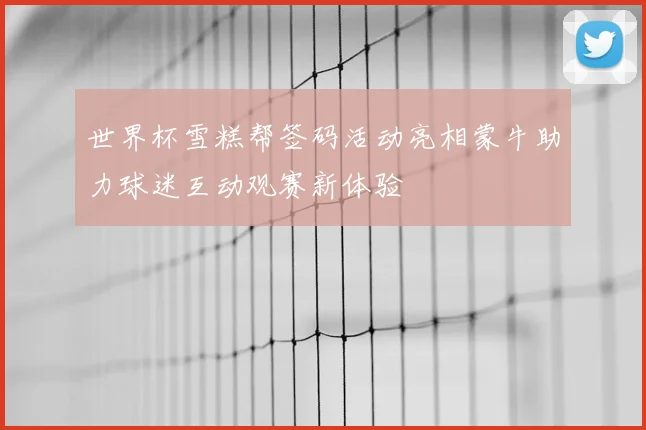 世界杯雪糕帮签码活动亮相蒙牛助力球迷互动观赛新体验